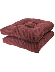 Arlee - Tyler Chair Pad Seat Cushion, Memory Foam, Non-Skid Backing, Durable Fabric, Superior Comfort and Softness, Reduces Pressure and Contours to Body, Washable, 16 x 16 Inches (Red, Set of 2)
