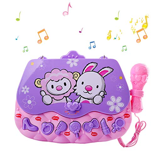 M SANMERSEN Karaoke Player Musical Bag Karaoke Machine with Microphone 3-6 Year Old Girl Toys Gifts for 3 4 5 6 Year Old Girls Purple