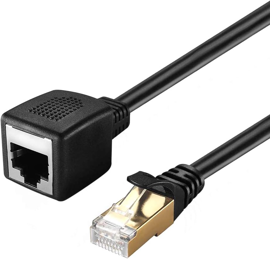 Ethernet Extension Cable 10 Feet, PLUSPOE Shielded Network Cat6 Extension Patch Cable RJ45 Cords Shielded Male to Female Connector for VoIP Phones, NAS, PoE Devices, Hub, DSL, Xbox, PS2, PS3 etc