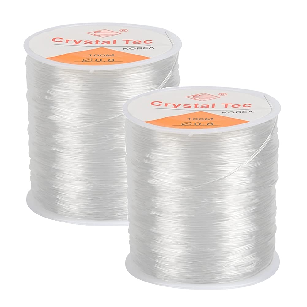DODUOS 2 Roll 0.8mm Elastic Bracelet String Cord Clear Stretchy Beading Thread for Jewelry Making Necklace Bracelet(100M)