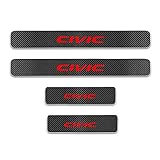 For Honda Civic Door Sill Protector Reflective 4D Carbon Fiber Sticker Door Entry Guard Door Sill Scuff Plate Stickers Auto Accessories 4Pcs Red