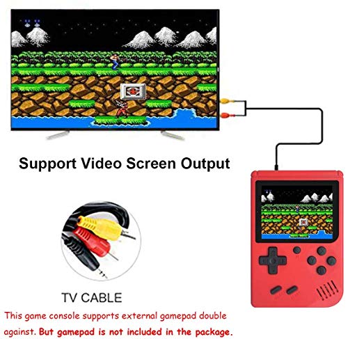 Mini Retro Handheld FC Games Consoles ,Built-in 400 Classic Game, Portable Gameboy 3 Inch LCD Screen 1000mAh Rechargeable Battery TV Output ,Good Gifts for Kids Boys Girls Men Women (Consoles-Red) - Thumbnail 4