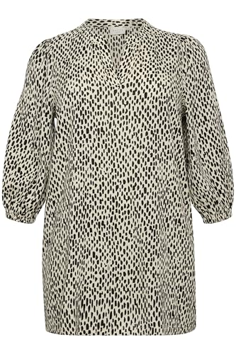 Kaffe Curve Plus-Size Women's Tunic 3/4 Sleeves V-Notch Neck Casual Fit Printed