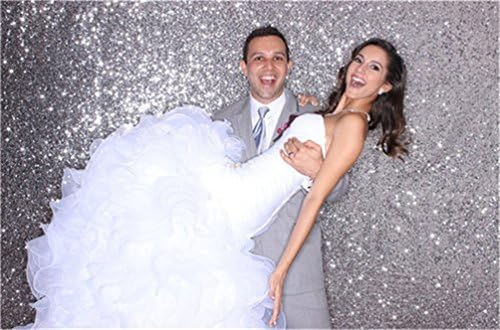 YZEO Silver Sequin Photography Wedding Backdrop, Sequin 5Ft*7Ft Party Events Decor Curtain