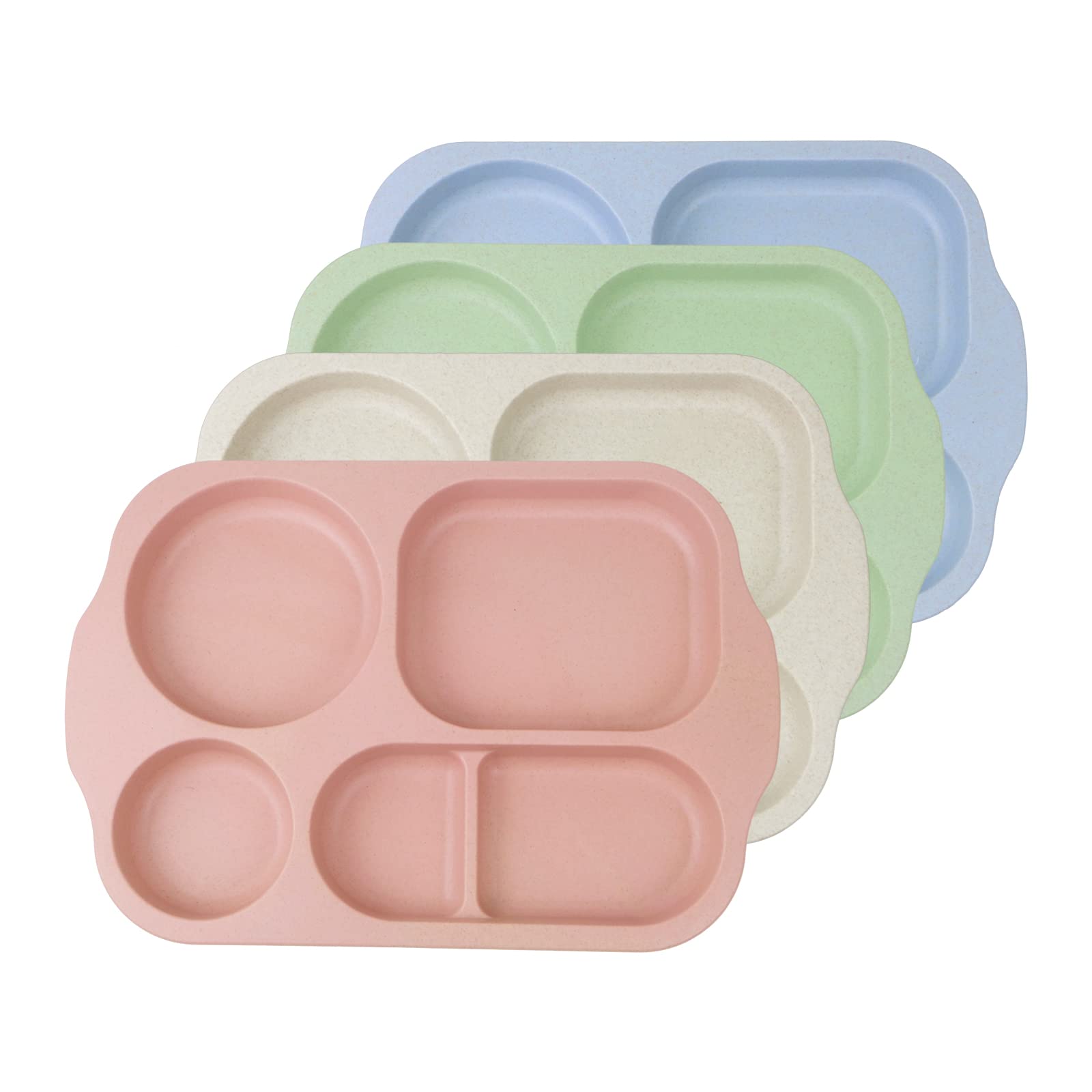 Photo 1 of greenandlife 12 Inch (4PCS) Large Unbreakable Divided Plates for Kids Adults, Dishwasher & Microwave Safe Plate, Lightweight Reusable Plastic Compartment Plates, BPA Free and Healthy