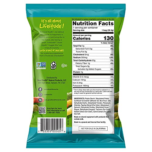 Good Health Crunchy Veggie Stix, Sea Salt (1 Oz Bags, 42 Count) Gluten