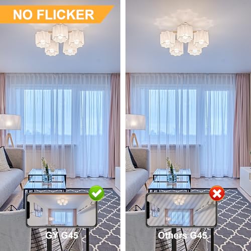 GY LED Bulb E14 Cold Light 6500K 8W 880LM, Mini Spherical Bulbs G45 Fine Thread, No Flicker, CRI>80, Energy Saving, Non-Dimmable, 12 Pieces