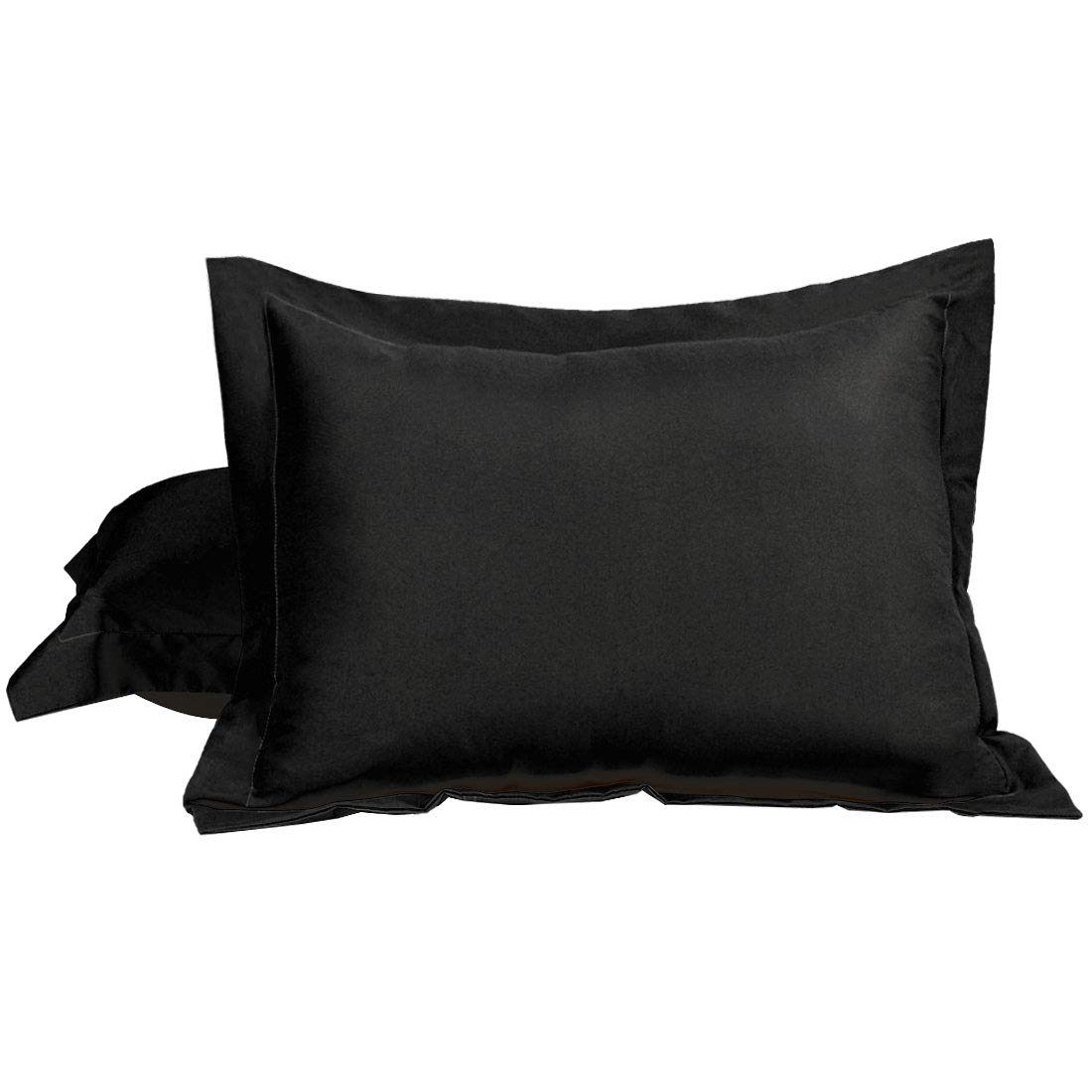 sourcing map Pillow Shams 2 Pack Soft Brushed Microfiber Envelope Closure Pillowcases Black 50 x 75cm