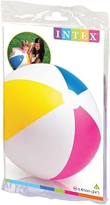 Intex Beach Ball 24 Inch Glossy Panel Blue Red Yellow White view 2