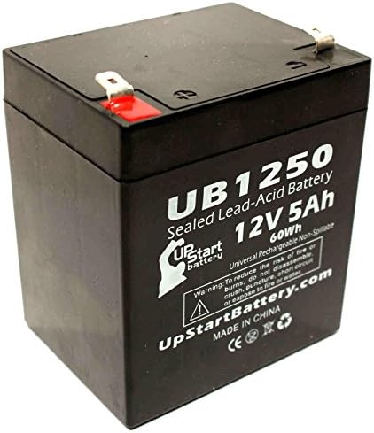 GE Security Alarm CaddxNetworX NX-4-12v 5ah Battery - Replacement UB1250 Universal Sealed Lead Acid Battery (12V, 5Ah, 5000mAh, F1 Terminal, AGM, SLA) - Includes Two F1 to F2 Terminal Adapters