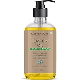 Majestic Pure Castor Oil - 8 Fl Oz Glass Bottle | 100% Pure and Natural, Cold Pressed & Hexane Free Premium Grade Oil for Eye
