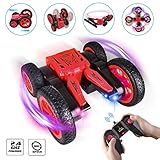 Funkprofi Remote Control Cars RC Stunt Cars for Kids, 1:24 4WD Double Sided Rotating, 360° Flips Spin to Bloom, 2.4Ghz Rechargeable RC Cars with LED Headlights, Toy Cars for Boys & Girls Gifts