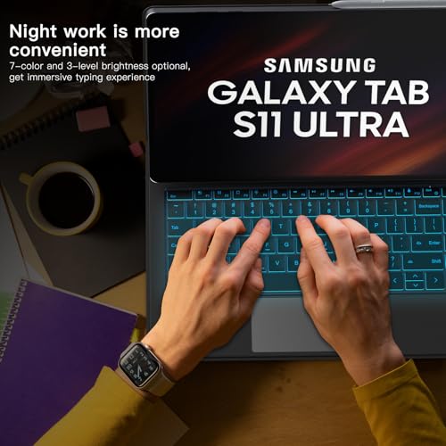 Funda con Teclado para Samsung Galaxy Tab S11 Ultra 14.6", Diseño Flotante Tipo Magic, Soporte Magnético, Modo Dex con un Clic, Tecla IA, Trackpad Integrado, Retroiluminación 7 Colores, Negro