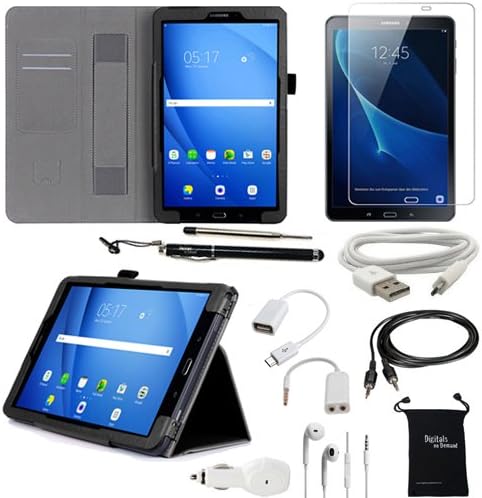 Galaxy Tab A 10.1 Case and Accessories - DigitalsOnDemand 10-Item Kit for Samsung Tab A 10.1 T580 - Leather Cover, Screen Protector, Stylus, Charger, Earphone, OTG (will Not Fit Tab A 10.1 with S Pen)