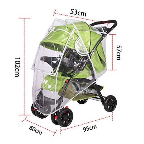 image for NinkyNonk Universal Size Baby Stroller Rain Cover + Mosquito Net Water