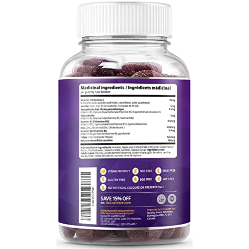 BeLive Iron Gummies Multivitamin Iron Supplement with Vitamin C, A, B