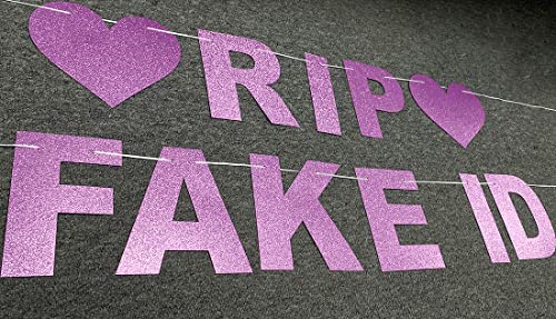 21st Birthday Decorations for Her Glitter Rip Fake ID Birthday Party Banner Hot Pink Finally 21 Birthday Party Supplies Funny Bday Banner Gifts for Girls Party Favors