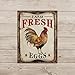 Barnyard Designs Retro Vintage Metal Tin Bar Sign, Decorative Wall Art Signage, Primitive Farmhouse Country Kitchen Home Décor (Fresh Eggs)
