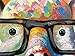 V-inspire Art,24x24 Inch Colorful Animal Painting Cute Pig with Glasses Paintings for Living Room Hand Painted Paintings Stretched Ready to Hang