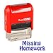ExcelMark Missing Homework - Self-Inking Two-Color Rubber Teacher Stamp - Perfect for Grading Homework - Red and Blue Ink