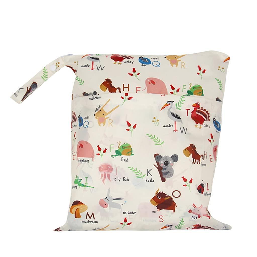 Egurs Wet bag waterproof reusable changing bag nappy bag zoo + letters L = 30 x 36 cm