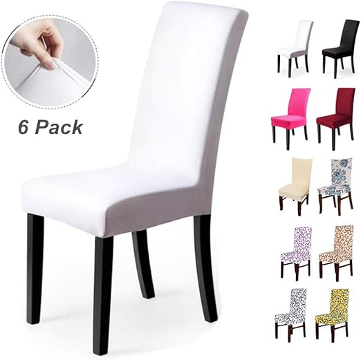 Coprisedie Con Schienale 6 Pezzi - Universali Elasticizzati Per Casa, Matrimoni, Feste, Colore Marrone