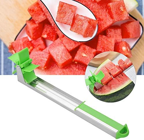 Povkeever Watermelon Slicer,Stainless Steel Melon Knife Corer Watermelon Fruit Cubes Windmill Cutting Device 25.5CM