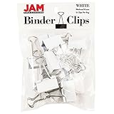 JAM Paper Binder Clips - Medium - 32mm - White Binderclips - 15/pack
