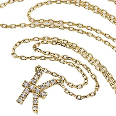 Amazon アーカー Ahkah イニシャル ダイヤ ネックレス K18yg 中古