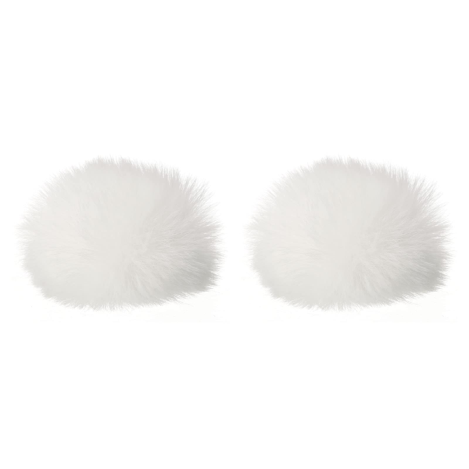 PATIKIL Furry Microphone Windscreen 7mm x 60mm Mic Cover Windshield for Indoor Outdoor Microphone White 2 Pack