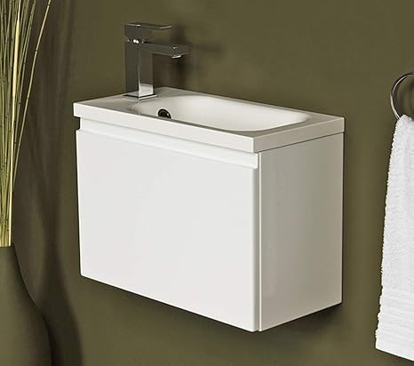 Quentis Waschplatzset Faros Breite 50 Cm Waschbecken Und Unterschrank Weiss Glanzend Waschbeckenunterschrank Montiert Amazon De Baumarkt
