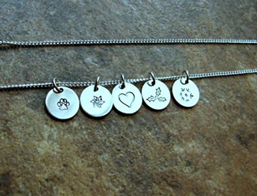 Handstamped Design or Initial Charm Necklace in Sterling Silver