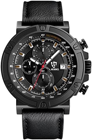 Men's Large Face Military Quartz Watch Waterproof Sport Stopwatch - Brown ZHG14