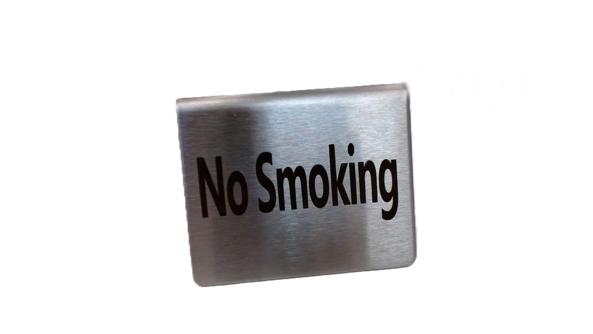 Olympia Brushed Steel No Smoking Table Sign, Stainless Steel, Size: 35(H) x 51(W) x 38(D)mm, Corrosion & Damage Resistant, Contemporary Style No Smoking Sign, Stackable, U044