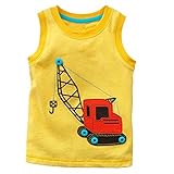 Yo Coco Boy's Yellow Sleeveless Cotton T-Shirts Cartoon Tank Tops Size 5 Years