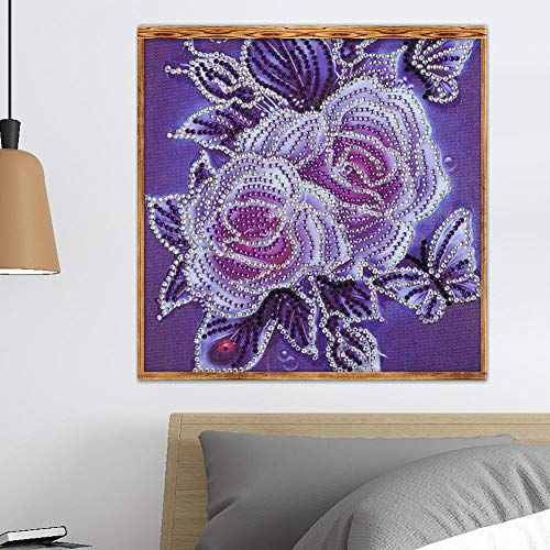 5D Diamond Painting Mosaic Making 5D DIY Special Shape Diamond Painting Flower Cross Stitch Embroidery- Purple - Thumbnail 4