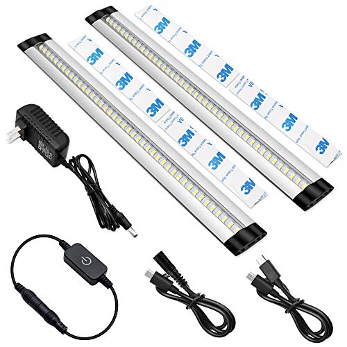 Solarlang LED Under Cabinet Light, Ultra-Thin Design, 1OW CRI90+, 900 Lumens, Nature White 4000K, Kitchen Cabinet Strip Lights with Touch Dimmer Switch, 2 Pack