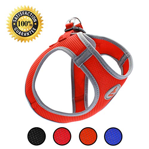 Kruz PET KZA306-08L Reflective Mesh Dog Harness, No Pull, Quick Fit, Comfortable, Adjustable Pet Vest Harnesses for Walking, Training, Small, Medium Dogs - Orange - Large