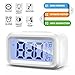 Alarm Clock Digital Large LED Display Mirror Clock Battery Operated USB Portable Modern Smart Snooze Silent Date Time Temperature Clock for Heavy Sleepers Bedroom Kitchen Office Travel (White)