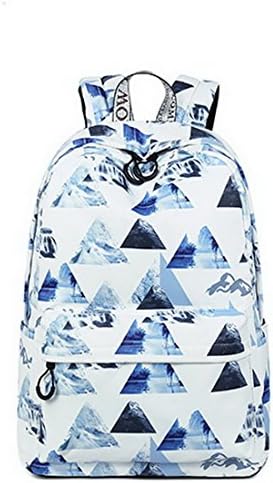 Joymoze Retro Colorful Print Trendy Backpack for Women Cute Schoolbag for Girl (Blue Triangle)