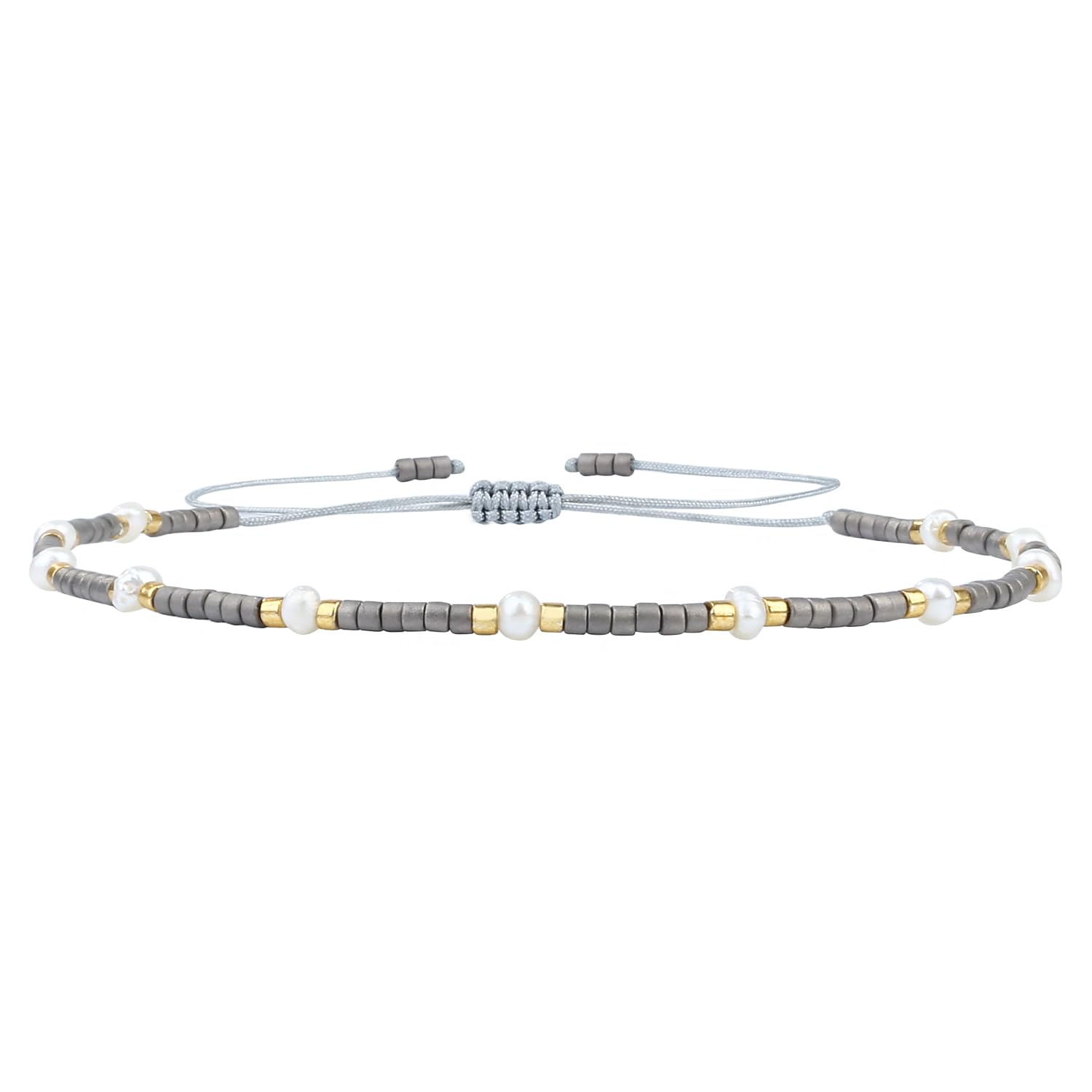 KELITCH Pearl Friendship Bracelets Boho Miyuki Beaded Bracelets for Women Charm Bracelets (Grey) — image 1
