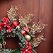 Valery Madelyn 6 Pcs Gold Glitter Christmas Picks with Artificial Pine Cone and Leaves for Christmas Tree Flower Arrangements Wreaths and Holiday Decorations- 12inch