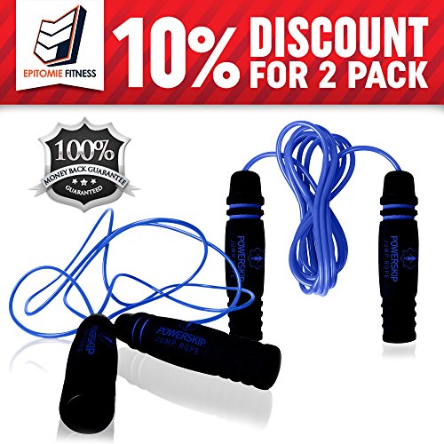 Epitomie Fitness PowerSkip Jump Rope with Memory Foam Handles and Weighted Speed Cable