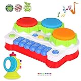 LUKAT Baby Toys for 1 Year Old Toddler, Piano and Drum Musical Instruments Toys for 6, 12 Months Infant