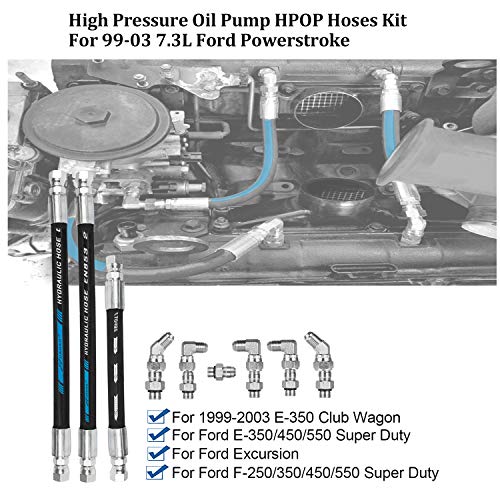 High Pressure Oil Pump HPOP Lines for 99-03 Ford 7.3L Powerstroke/Hoses Set with Crossover line