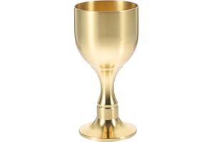 Tofficu Brass Goblet Offering Cup 46G Large Multi-Function Metal Chalice for Buddhist Worship and Tabletop