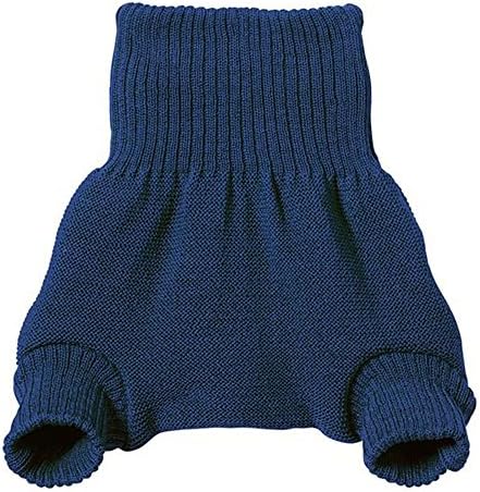 Pull on Diaper Cover for Baby Boys and Girls, 100% Organic Merino Wool Double Knit (74-80cm/ 6-12 months, Navy)
