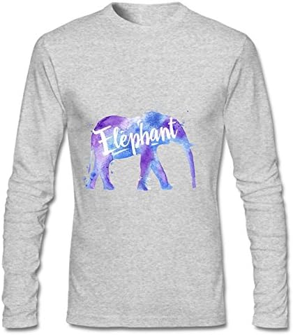 Sky Elephant Men's Long Sleeve Cotton Crewneck T-Shirt L Gray
