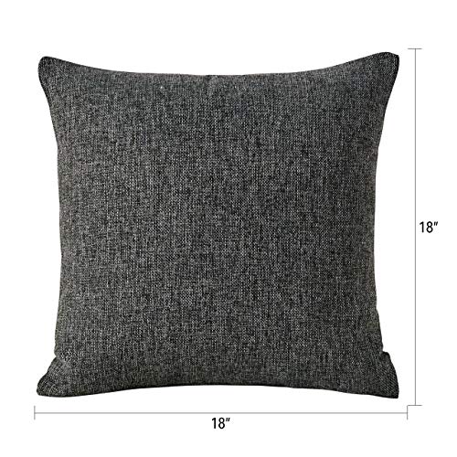 MoMA Decorative Faux Linen Throw Pillow Covers (Set of 2) - Pillow Cover Sham Cushion Cover - Throw Pillow Cover - Sofa Throw Pillow Cover - Square Decorative Pillowcase - Dark Gray - 18" x 18"