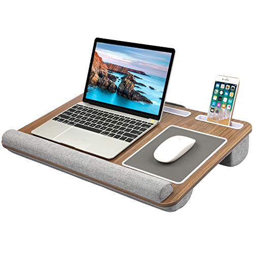 HUANUO Lap Desk – Fits up to 17 inches Laptop Desk, Built in Mouse Pad & Wrist Pad for Notebook, MacBook, Tablet, Laptop Stand with Tablet, Pen & Phone Holder